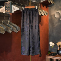 Pantalon large décontracté amincissant pour femme, taille haute élastique, en soie Xiangyun, coupe droite, 5786