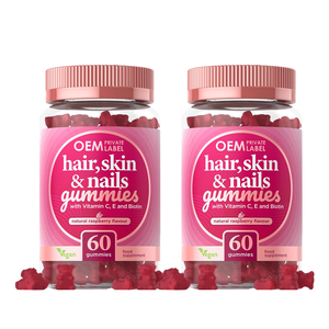 2023 Mujeres Vegano Etiqueta privada Belleza Cuidado DE LA PIEL Cabello Piel y uñas Vitamina C Biotina Colágeno Ácido hialurónico Gomitas - Product Image 2