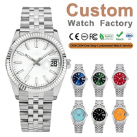 Fabricant de montres OEM sur mesure, marque privée, luxe, mouvement mécanique lumineux BGW9 PT5000, montre automatique avec date, fermoir pliant.