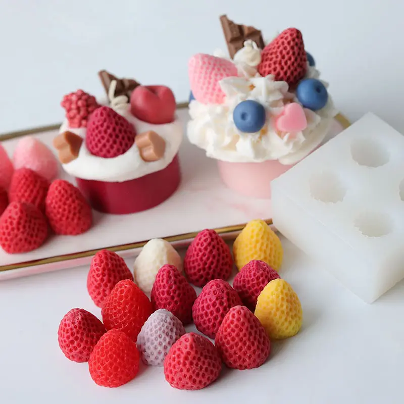 B7- 43 DIY Fruit Chocolate Fondant Mold Cake Mold Strawberry Raspberry Candle Silicone Mould