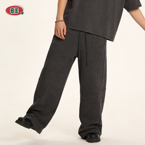 <span class=keywords><strong>Pantalones</strong></span> Deportivos de Alta Calidad para Hombre, 100% Algodón, Estilo Casual, Diseño Personalizado con Efecto Desgastado por el Sol, Corte Recto y Holgado - Product Image 1