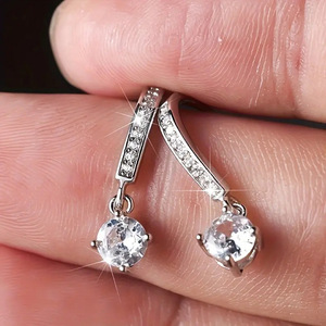Minimalist Prong Ear <b>Hook</b> Drop <b>Earrings</b> For Women Sparkle Stone Dangle <b>Earrings</b> Daily Wear Fashion Jewelry Wholesale - Product Image 3