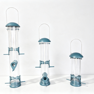 Mangeoire à oiseaux suspendue en acier avec tube en plastique transparent sécurisé à 6 ports d'alimentation, mangeoire pour oiseaux sauvages à vision claire - Product Image 2