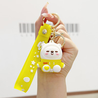 Gran oferta, variedad personalizada de colgante de llave de silicona de dibujos animados para niños, Mini llavero de muñeca creativo portátil barato