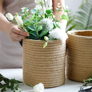 Custom All Size Color White Brown and Black Wall Hanging Natural <strong>Jute</strong> Cotton Rope Plant <strong>Basket</strong> with Handles Indoor Home Decor - Product Image 3