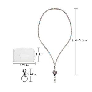Amazonian fishing <b>net</b> with retractable pull buckle lanyard, double-sided card holder, name tag/ID card lanyard, white/color - Product Image 1
