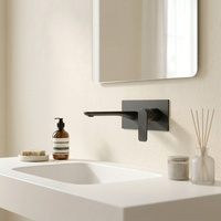 Robinet de lavabo mural moderne en laiton Momali, avec eau chaude et froide, noir, pour hôtel, directement de l'usine