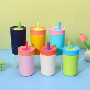 Portable 12oz Insulated Kids <strong>Cup</strong> Simple Stylish 304 Stainless Steel Tumbler With Straw Water <strong>Cup</strong> Vacuum Bottle - Product Image 1