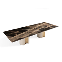 Meubles de maison modernes de luxe nordiques, table à manger rectangulaire en bois pour la cuisine, le restaurant, l'hôtel, la villa