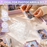 100 pochettes refermables transparentes en BOPP blanc nacré avec logo personnalisé pour l'emballage de cartes d'idoles