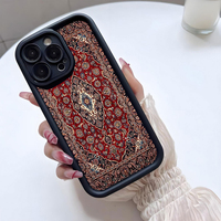 Coque de téléphone portable antichoc en TPU avec motif floral totem rouge et design d'objectif en échelle pour iPhone 12 13 14 15 16 17 18 Pro Max