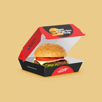 Scatola di Hamburger in carta ondulata a conchiglia Custom e logo Design per alimenti per grandi famiglie scatola di imballaggio per Hamburger