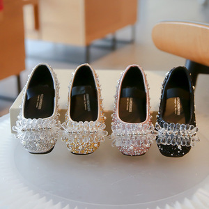 Nouvelles Chaussures Plates de Danse pour Filles, Style Princesse, avec Strass et Perles - Product Image 1