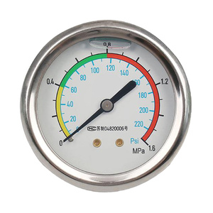เกจวัดความดันของเหลวเติม16bar 2.5 "63มม. เชื่อมต่อด้านล่าง1.6mpa 230psi - Product Image 1