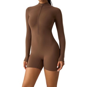 Combinaison une pièce à manches longues avec fermeture éclair, style européen et américain, avec soutien intégré pour rehausser les fesses, fitness - Product Image 4