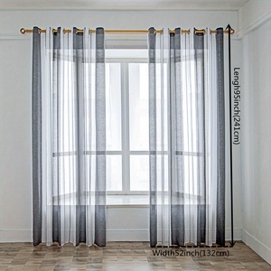Rideau en gaze douce à rayures bicolores haute transparence, service de personnalisation, rideaux durables coupe-vent pour la décoration intérieure - Product Image 2