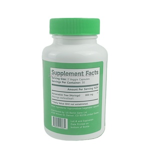 Suplemen Herbal kapsul daun Moringa hijau makanan Super mendukung metabolisme untuk dewasa - Product Image 1