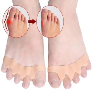 Orthèse pour Hallux Valgus à cinq doigts, avec séparation et protection contre l'empilage des doigts, en gel souple, pour adulte, coloris noir, blanc, couleur chair, toutes tailles - Product Image 1