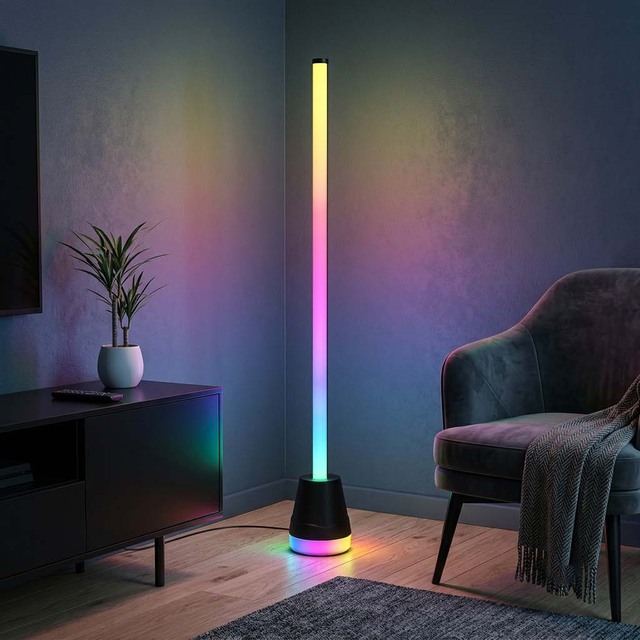 Smart RGBIC LED Cylinder Floor Lamp  APP Remote Control Music Sync Timer Mood Light for Gaming Living Room