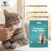 Evernew Lingettes dentaires jetables pour chiens, écologiques, 20 lingettes 15x15cm, fournitures de nettoyage buccal, commerce extérieur