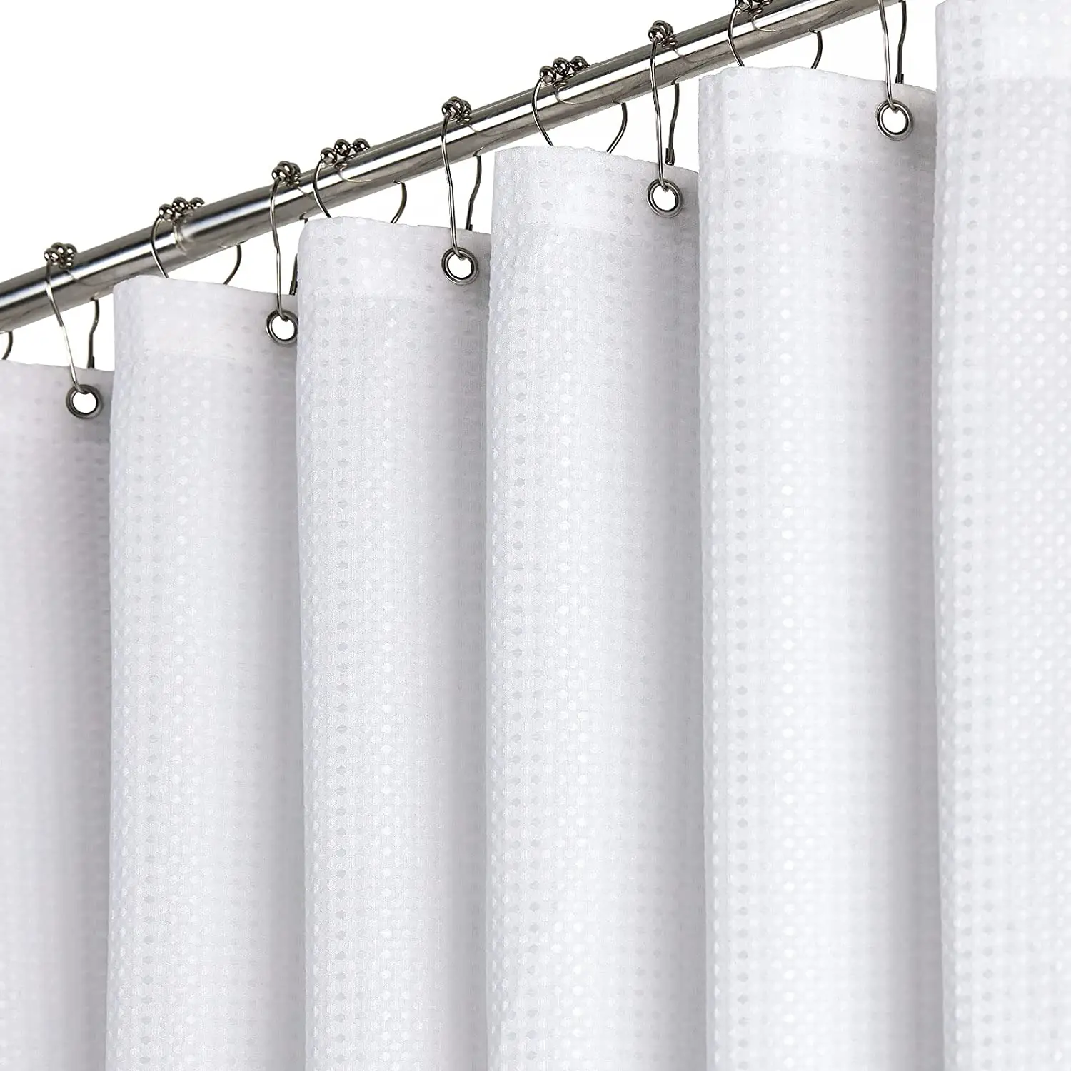 Solid Waffle Thicken Fabric Shower Curtain Weave Rustproof Metal Grommets Bathroom Shower Curtain