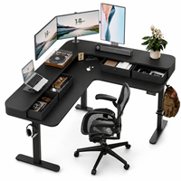 Bureau assis-debout électrique à double moteur en métal moderne en forme de L pour le bureau, avec cadre réglable en hauteur, idéal pour l'ordinateur - Vente en gros
