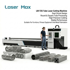 Machine de découpe laser à fibre LM6024, longueur 6m, portée 30-240mm, pour la fabrication de tubes ronds et carrés en acier de construction, standard complet - Product Image 1