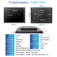 Moniteur à cadre ouvert Zhixianda 17 pouces 1280*1024 Écran tactile capacitif résistif LCD avec AV BNC VGA USB