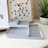 Organisateur de bureau moderne empilable à 4 niveaux en résine de fibre de bambou, motif marbré blanc, pour classement de documents et lettres