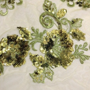 Aplique de lentejuelas de encaje bordado de varios colores marfil para vestido de baile Prince LT2401A - Product Image 3