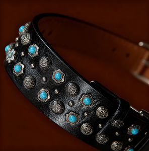 Collar de Cuero Genuino de Lujo para Perros Grandes, 2 Pulgadas de Ancho, con Diamantes y Púas, para Perros Medianos y Grandes, Ideal para <span class=keywords><strong>Pitbulls</strong></span> - Product Image 3