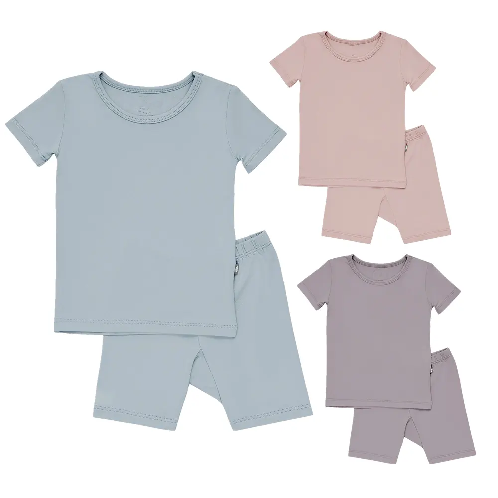 Set Piyama Pakaian Tidur Bayi Polos, Piyama Bambu Spandeks Katun Oem Anak Laki-laki Perempuan Musim Semi Musim Panas