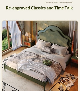 JD French Retro White Ash Solid Wood Adjustable Full-Size Durable Upholstered <b>Bed</b> <b>Frame</b> with Luxury Soft Cushion <b>Platform</b> - Product Image 2
