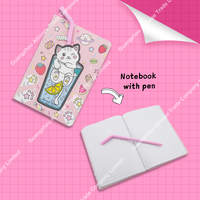 PU 2 Cahier de notes A5 mignon et créatif avec stylos à paille Couverture rigide en PU et papier pour journaux intimes de cadeaux Cahier A5