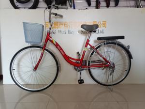 دراجة نسائية عالية الجودة 26 بوصة مع رف خلفي وسلة سعر لون أحمر سرعة واحدة - Product Image 2