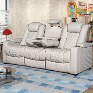 Divano Reclinabile Elettrico a 3 Posti di Alta Qualità in Pelle, Stile Cinema Domestico, per <span class=keywords><strong>Home</strong></span> Theater - Product Image 2