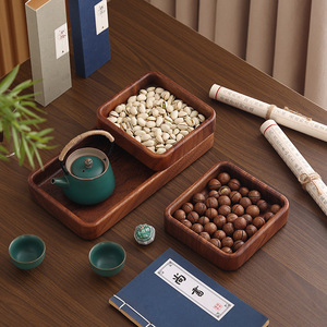 Japanese Style Walnut Wood Square <b>Tray</b> Solid Wood Dried Fruit Dish Household <b>Snack</b> <b>Tray</b> Creative Storage Serving <b>Trays</b> - Product Image 2