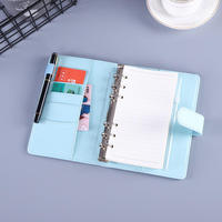 Classeur à feuilles mobiles A5A6 en PVC, lot de 5, avec index magnétique, couverture texturée effet feuille bronzée, reliure spirale cousue