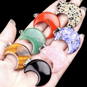 Collana con Ciondolo a Luna in Quarzo Rosa e Ametista, Artigianato in Cristallo, <span class=keywords><strong>Pietra</strong></span> Curativa, Gioiello di Tendenza, Souvenir alla Moda - Product Image 3