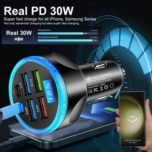 Prodotti di Tendenza 2026 Nuovi Arrivi Caricabatterie Auto USB Full PD 30W con Display Voltaggio 2 Type-<span class=keywords><strong>C</strong></span> 2 USB-<span class=keywords><strong>A</strong></span> Ricarica Rapida Multi-Porta - Product Image 5