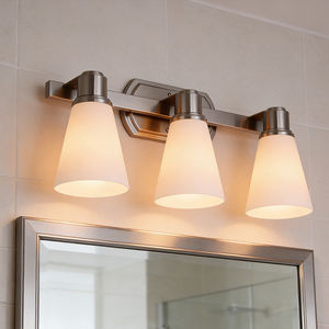 3 <b>Light</b> Dimmable Vanity <b>Light</b> Fixture Brushed Nickel Frosted Glass Shade Modern Luxury Wall <b>Sconce</b> for Bathroom Mirror Hotel - Product Image 3