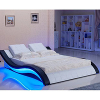 Meubles de chambre à coucher, cadre de lit king size en similicuir, design moderne de luxe, cadre de lit LED, lits capitonnés de luxe queen size