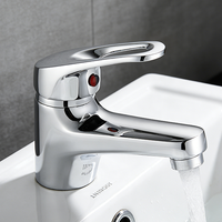 Nouveau design Robinet de lavabo à poser poli en alliage de zinc, mitigeur monocommande eau froide et chaude pour salle de bain