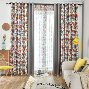 Tissu de rideau imprimé géométrique triangulaire 100% polyester, aspect <span class=keywords><strong>lin</strong></span>, filtrant la lumière, vendu <span class=keywords><strong>au</strong></span> <span class=keywords><strong>mètre</strong></span> - Product Image 6