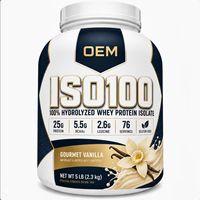 Protéine de lactosérum isolée en poudre, marque privée OEM, 5 lb, saveur vanille, complément nutritionnel sportif pour la croissance musculaire