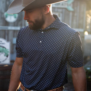 Erkekler için yüksek kalite <span class=keywords><strong>Polo</strong></span> gömlekler hızlı kuru atletik ince yükseklik esneklik Vintage baskı Golf erkekler gömlek - Product Image 1