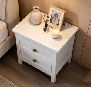 Durable Solid Wood Nightstand with 2 Drawers, White Modern Storage Bedside Cabinet for Bedroom Home Furniture <b>Night</b> <b>Stand</b> - Product Image 5
