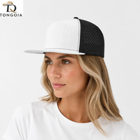 Gorra Trucker Deportiva Vintage de 6 Paneles con Malla de Sarga Perforada a Láser Personalizada, 100% Poliéster Impermeable, para Golf y Béisbol, con Bordado