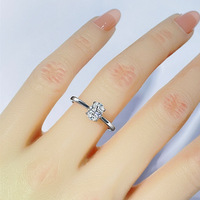Bague de Fiançailles et de Mariage en Argent 925 avec Moissanite Ovale de 1 Carat, Modèle Simple à Bras Droit, Vente en Gros Usine