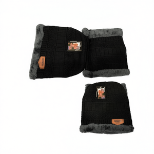 Gorro Y Braga De Cuello Two Piece Scarf And Hat Set Black Knit Winter Warmth 12pcs - Product Image 2